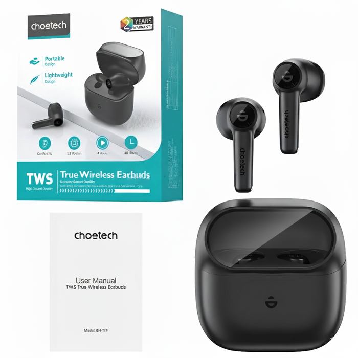 6 Unidades de Audífonos Inalámbricos Choetech Aura ENC TWS BH-T19-BK