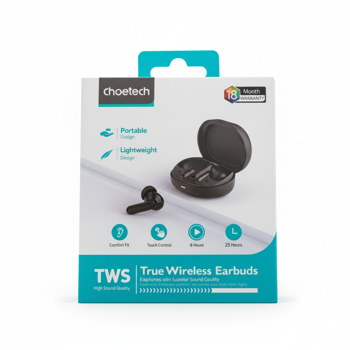 6 Unidades de Audífonos Inalámbricos Choetech TWS BH-T20