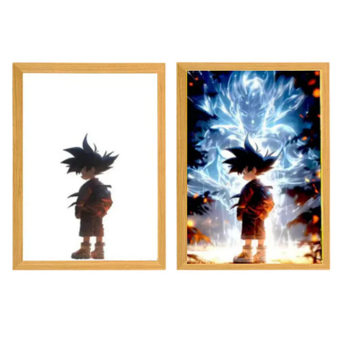 Cuadro de Luz LED Goku Aura: "La Fuerza de un Guerrero desde Pequeño"