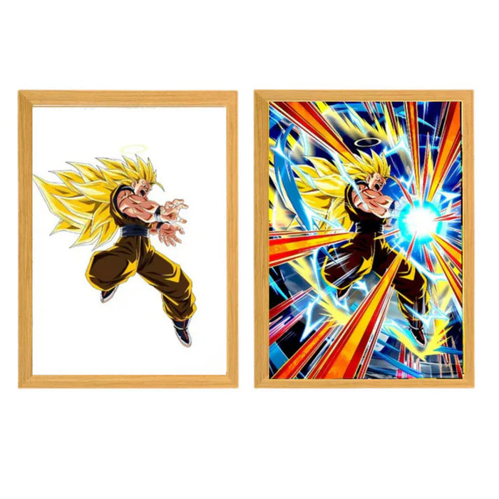 Cuadro de Luz LED Goku Super Saiyan 3: "La Energía del Kamehameha"