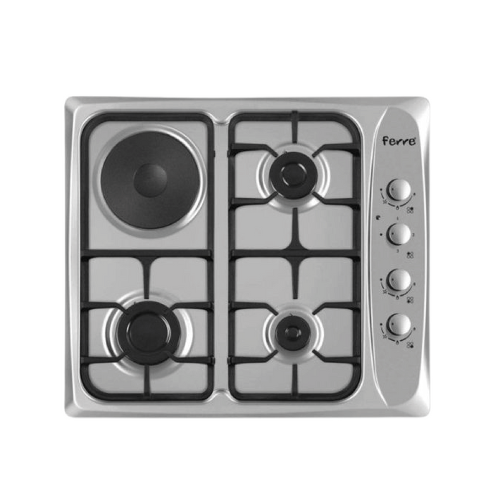 Estufa Empotrable Dual (Eléctrica y Gas) de 4 Quemadores Ferre 631C - Acero Inoxidable