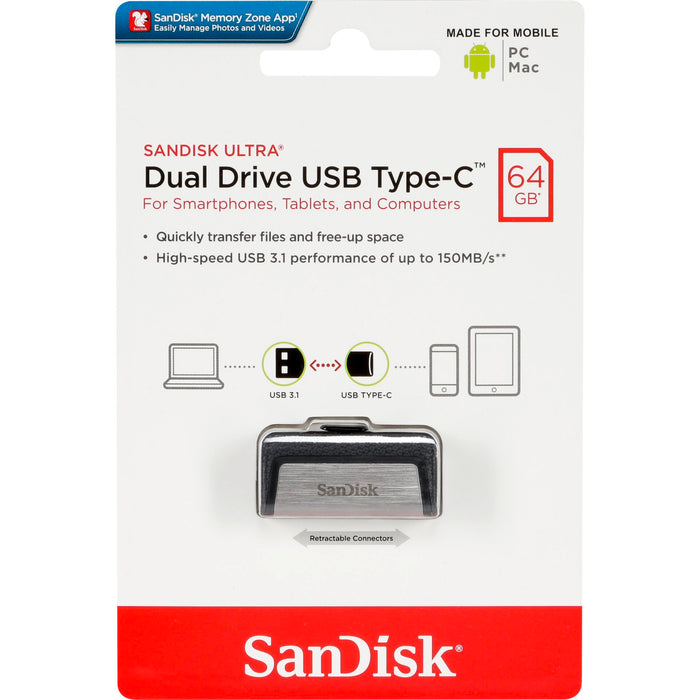 Memoria USB SanDisk Ultra Tipo C Dual Drive - 64GB ROM