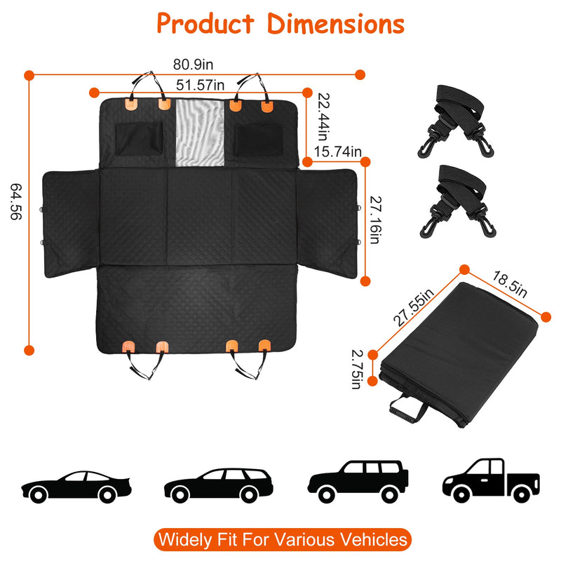 Rear Pet Seat Cover with Zipper and Side Flaps