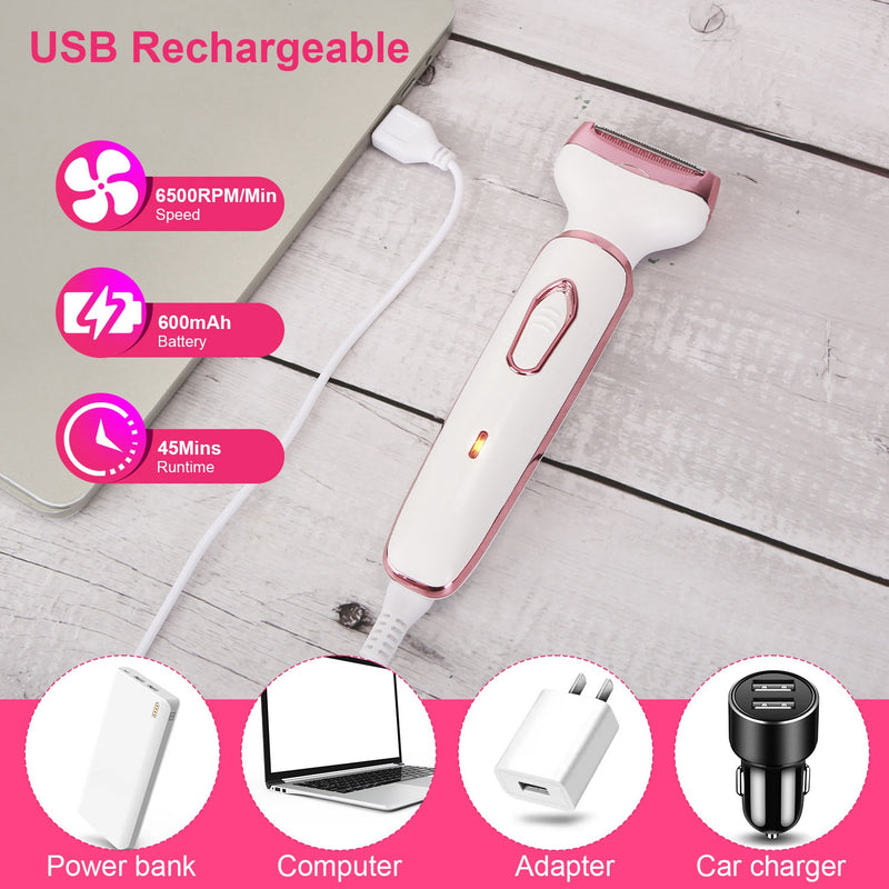 4-in-1 Electric Epilator for Women – USB Rechargeable, Waterproof, and Painless Shaver