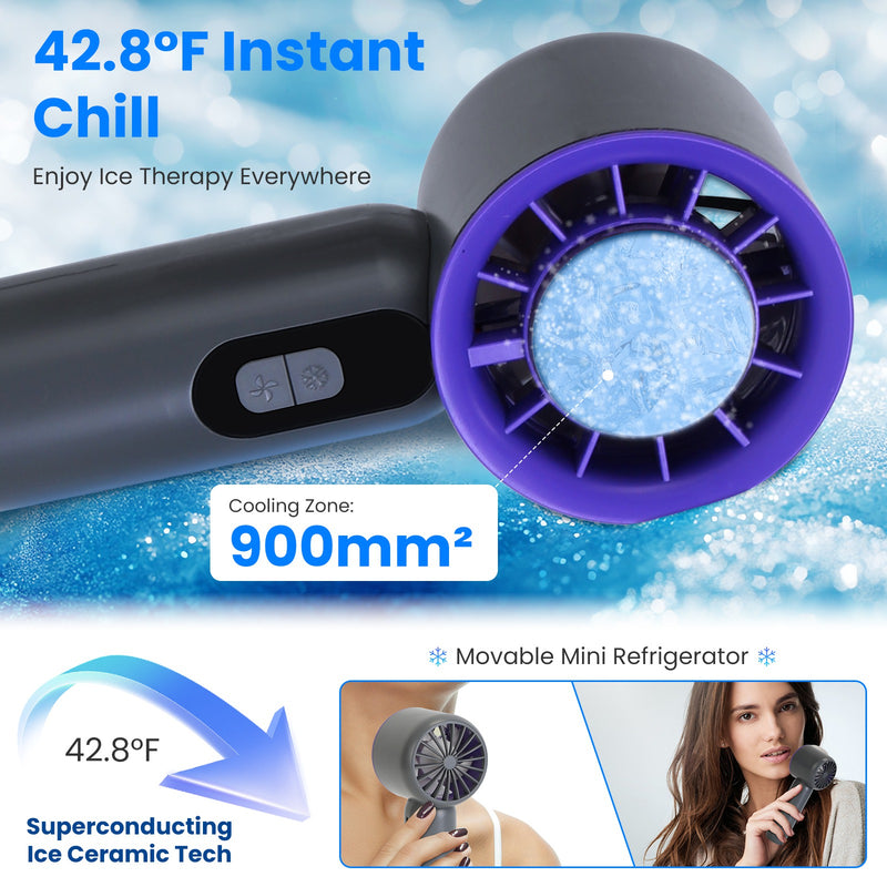 100-Speed Portable Fan – Ice Cooler with LCD Display