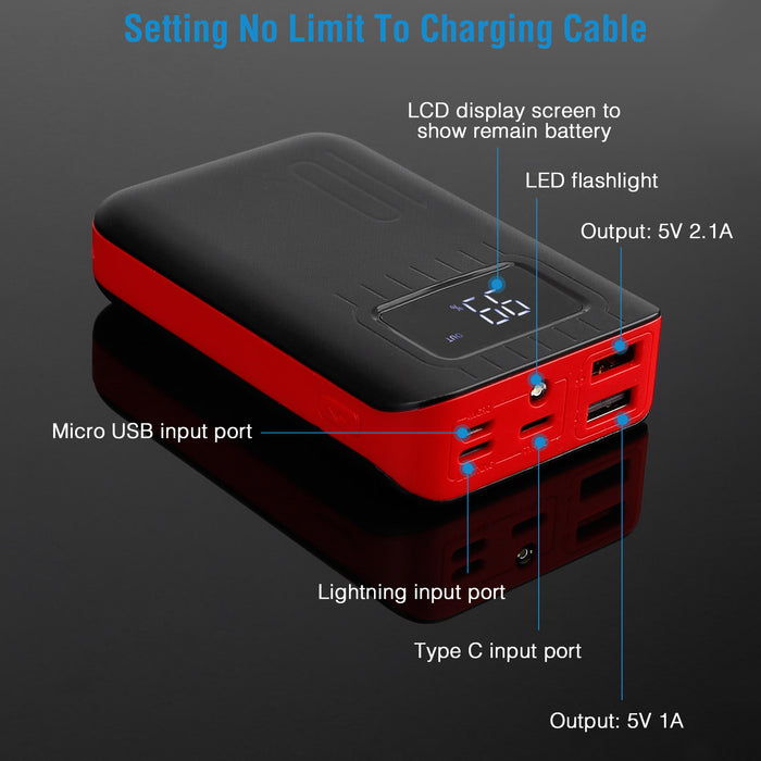 Universal Portable Charger – Power Bank with LCD Display and LED Flashlight