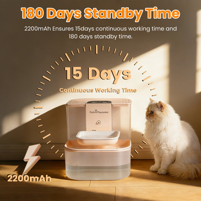 Automatic Pet Water Fountain – Dual Tank, 4.5L, Rechargeable and Smart