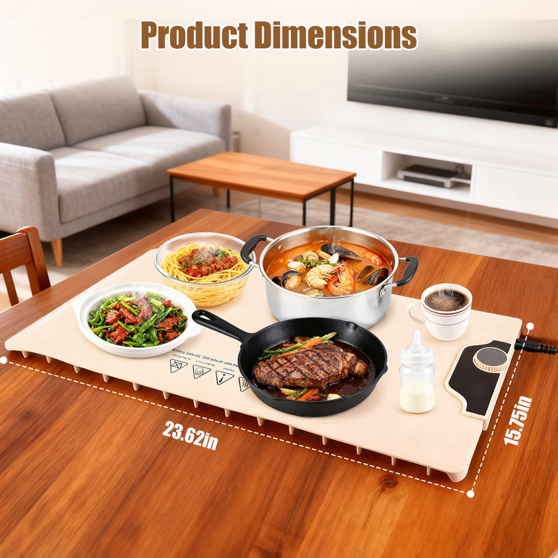 Electric Food Warmer Mat – Silicone 300W with 14 Levels and Timer