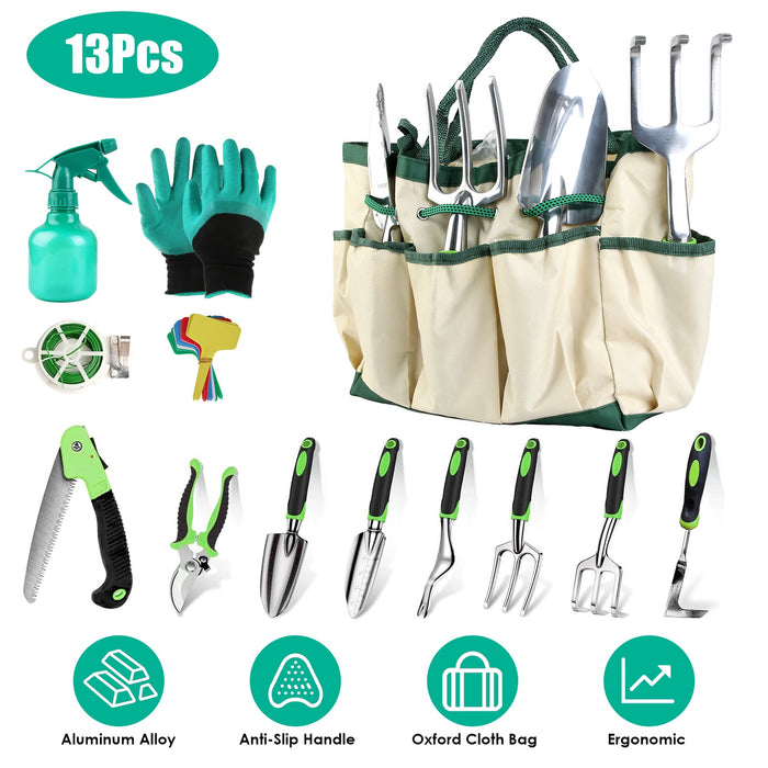 13-Piece Gardening Tool Set - Aluminum Alloy with Organizer Bag