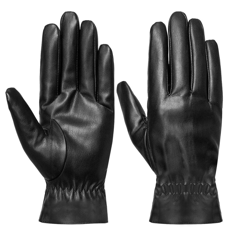Black Leather Thermal Gloves – Windproof and Comfortable for Outdoors