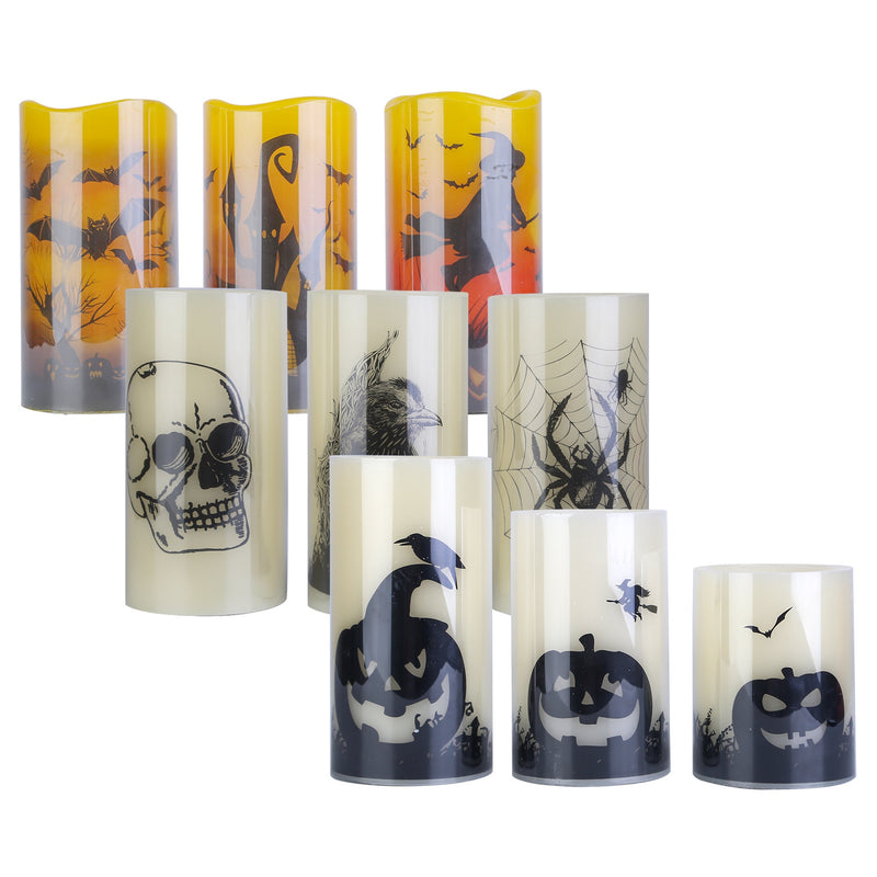 Halloween Decorative Candles – Flameless LED with Automatic Timer (3 Pieces)