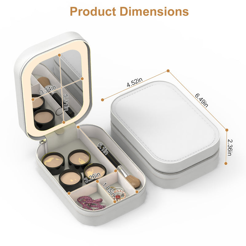 Travel Cosmetic Bag with LED Mirror and Dimmable Light