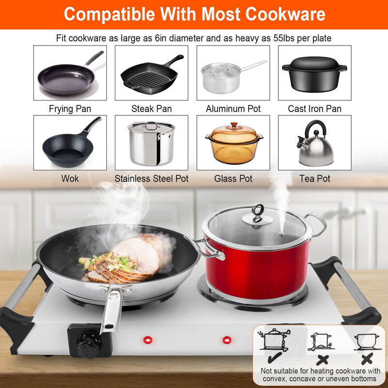 2000W Double Electric Burner – 5 Temperature Levels