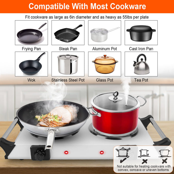 2000W Double Electric Burner – 5 Temperature Levels