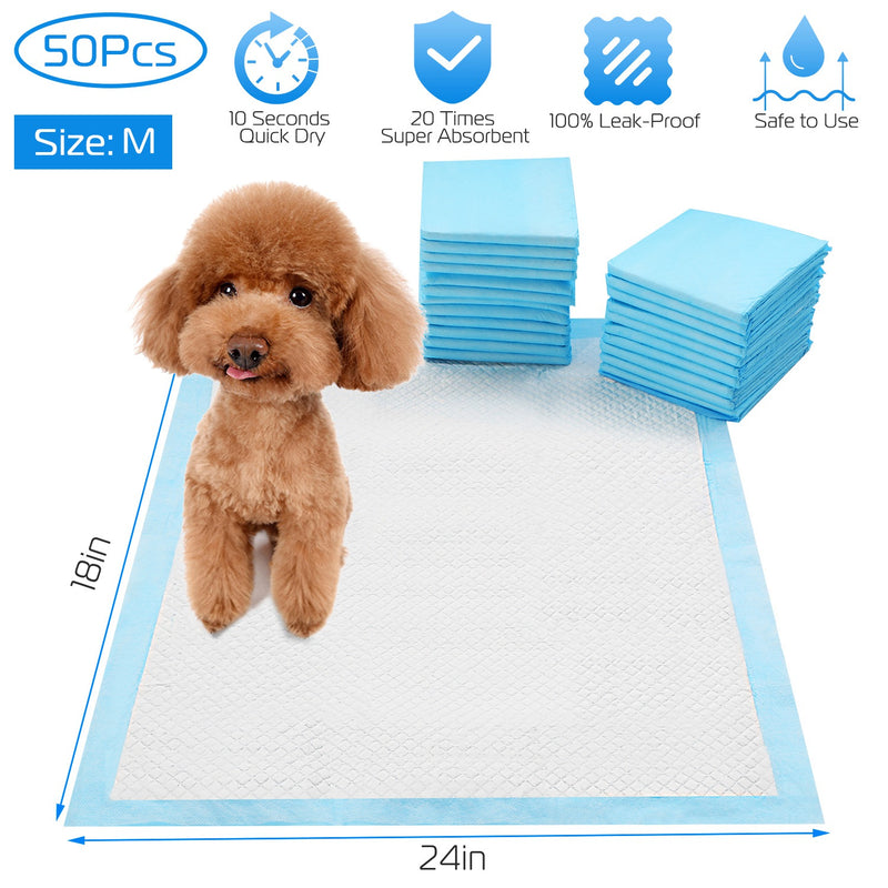 Absorbent Puppy Pads – 50 Count, 24×18 in