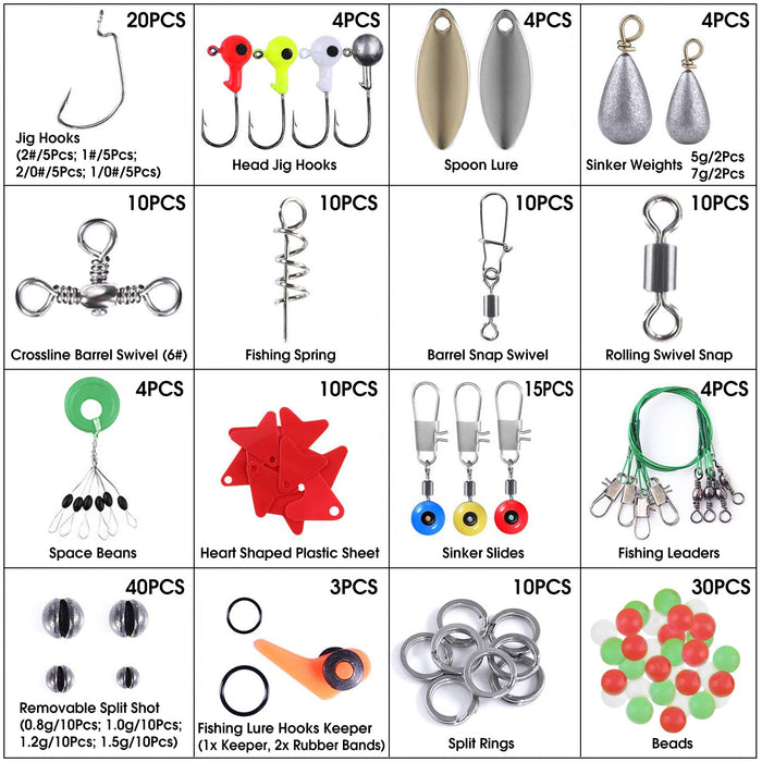 Complete Fishing Accessories Set – 188 Pieces with Storage Box