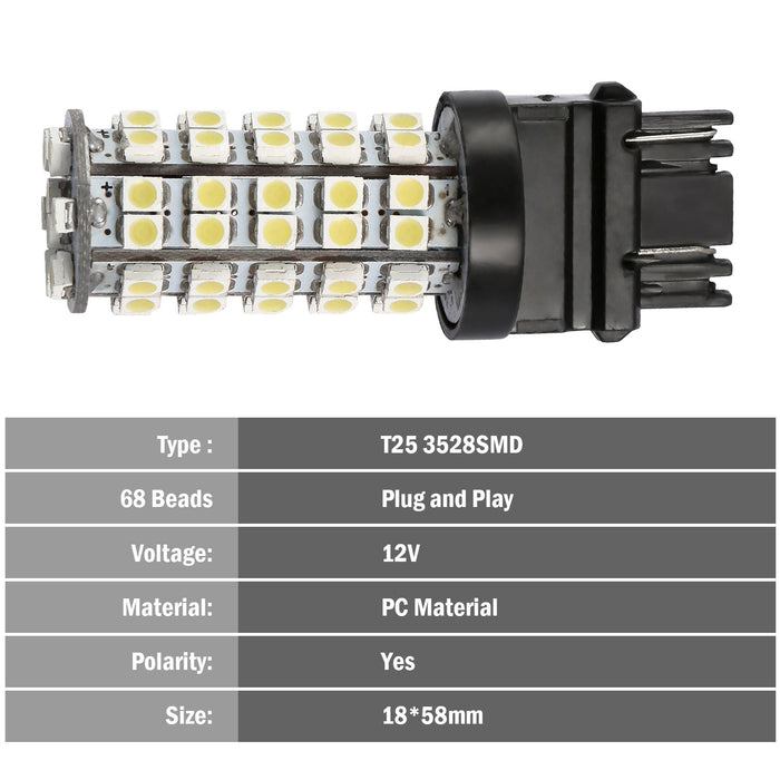 Pack of 10 T25 LED Bulbs – 68 LEDs 6000K Universal
