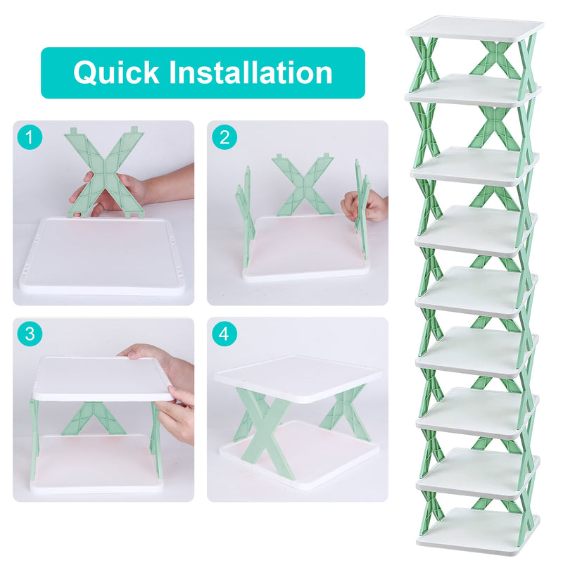 Plastic Vertical Shoe Organizer – 9 Independent Tiers