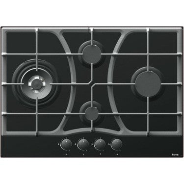 Estufa empotrable a gas de 4 quemadores en acero inoxidable de la marca 0001, ideal para cocina en el hogar.