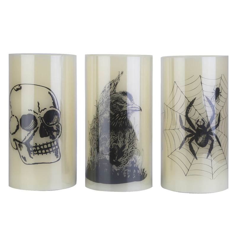 Halloween Decorative Candles – Flameless LED with Automatic Timer (3 Pieces)