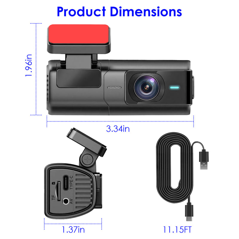 Front Car Camera – 2K HD with IPS Screen, Loop Recording, and 32GB Card