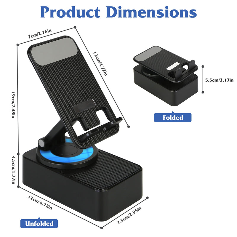 Foldable 360° Stand – Bluetooth Speaker with 5000mAh Battery and LED Light