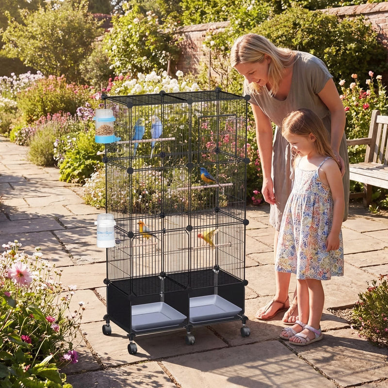 Large Bird Cage – With Wheels, Perches, and Accessories