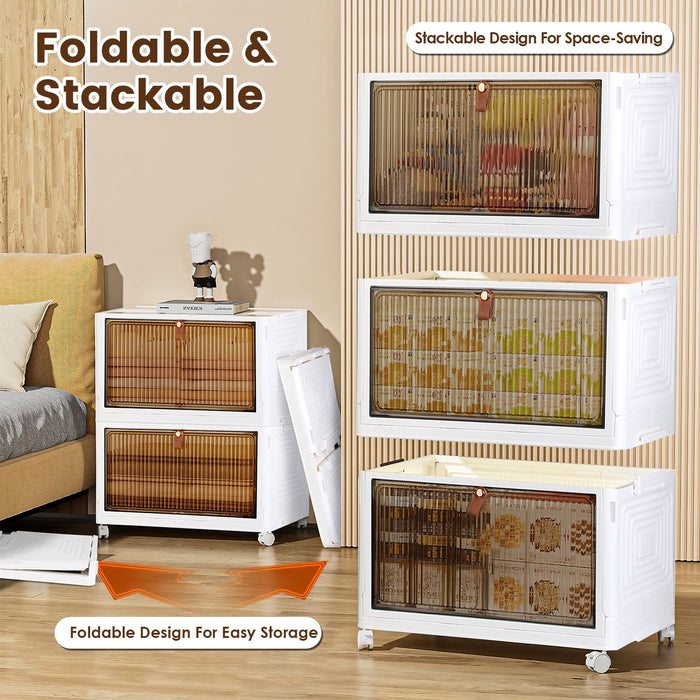 Set of 4 Foldable Storage Boxes with Magnetic Door and 360 Wheels