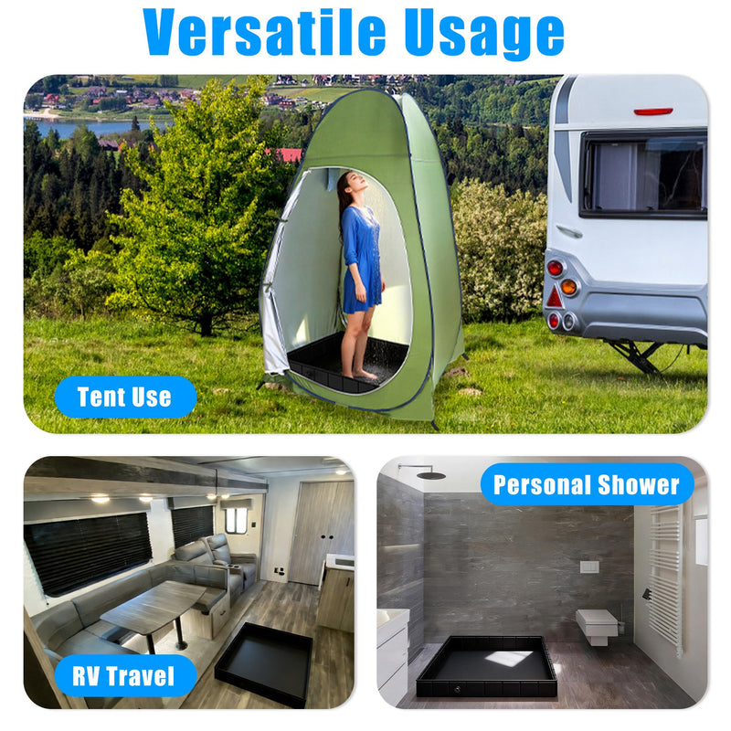 Portable Folding Shower Tray – PVC with Drainage Hose