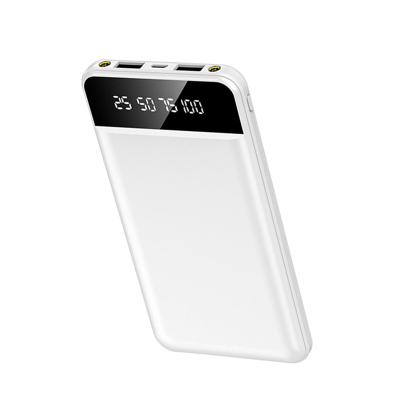 10000mAh Power Bank – Ultra-thin with 2 USB Ports and LED Flashlight