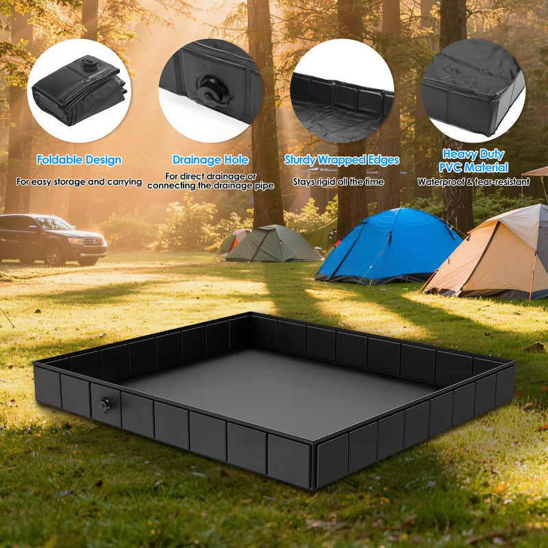 Portable Folding Shower Tray – PVC with Drainage Hose