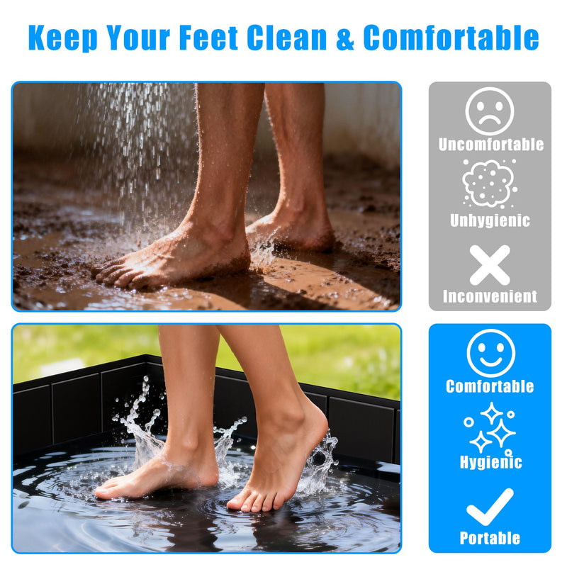 Portable Folding Shower Tray – PVC with Drainage Hose