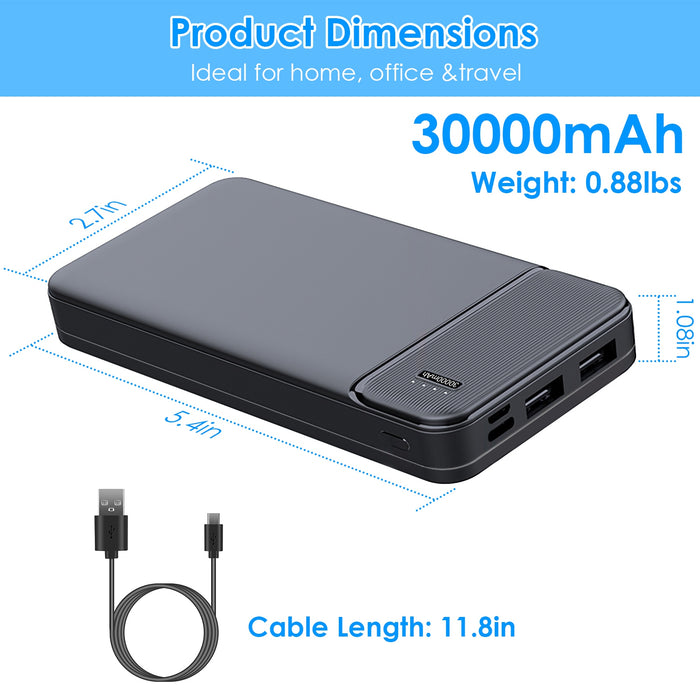 High-Capacity Portable Charger – Power Bank with Included USB Cable