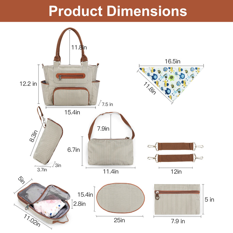8-Piece Diaper Bag Set – Practical and Spacious for Babies