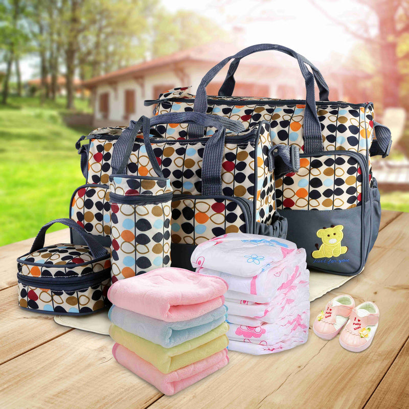Multifunctional Diaper Bag – 5 Pieces with Changing Pad and Organizer Bags
