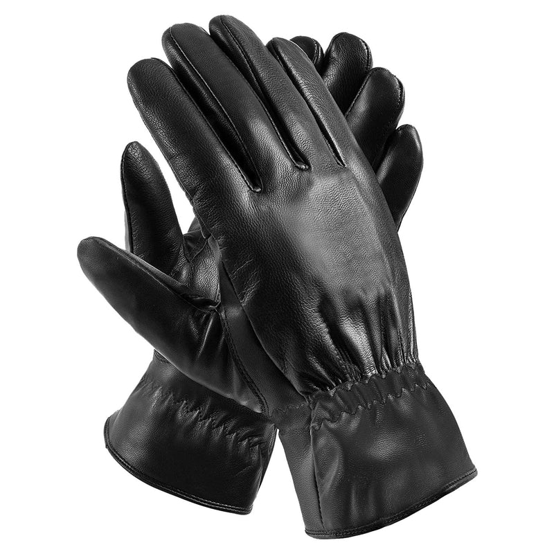 Black Leather Thermal Gloves – Windproof and Comfortable for Outdoors