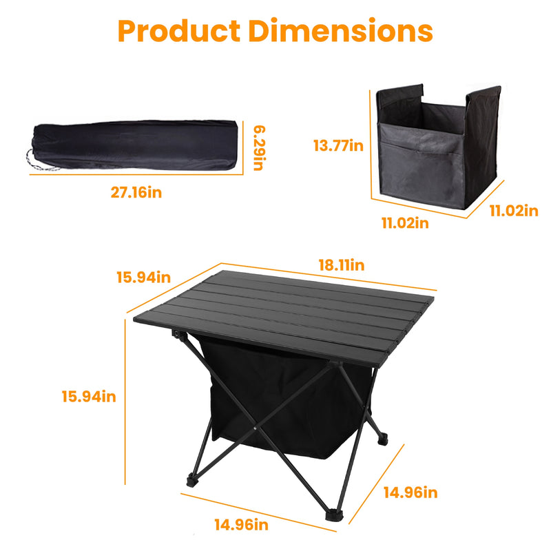 Roll-Up Camping Table – With Storage Basket and Anti-Rust Design for Outdoors