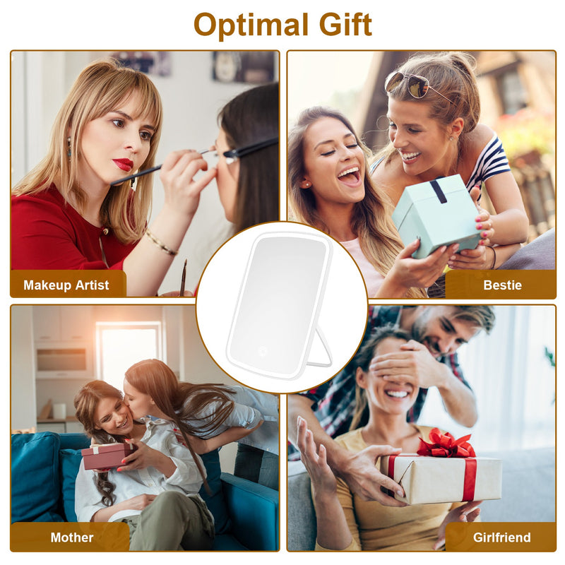Compact Makeup Mirror – LED with Brightness Adjustment and 3 Lighting Modes
