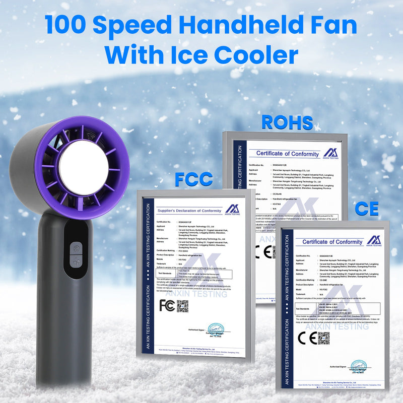 100-Speed Portable Fan – Ice Cooler with LCD Display