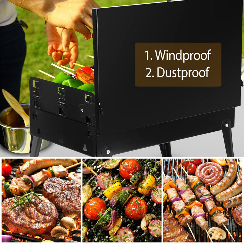 Foldable Charcoal Barbecue with Shelf – Portable Travel Grill