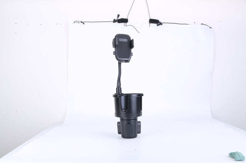 2-in-1 Automotive Support – Cup Holder and 360° Rotating Phone Mount