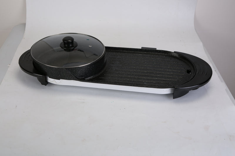 2-in-1 Electric Pot 2200W – Hot Pot with Non-Stick Korean Grill and Independent Control