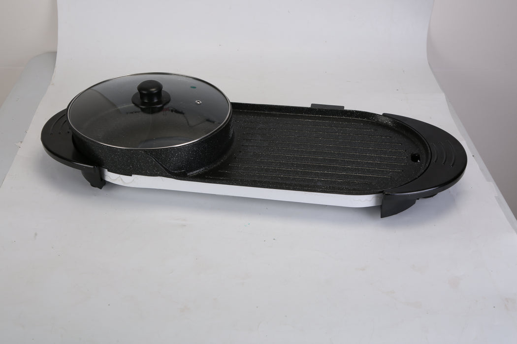 2-in-1 Electric Pot 2200W – Hot Pot with Non-Stick Korean Grill and Independent Control