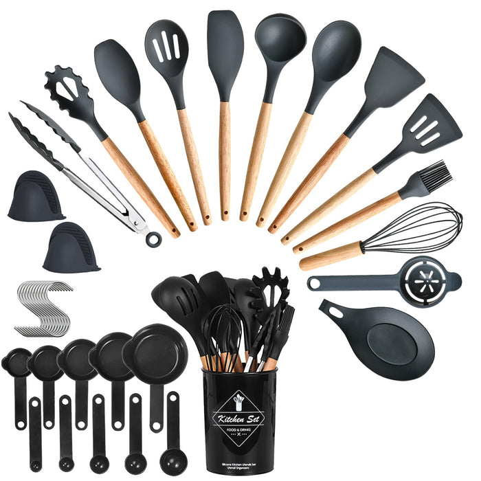 Complete Kitchen and Baking Utensil Set – 35 Pieces with Utensil Holder