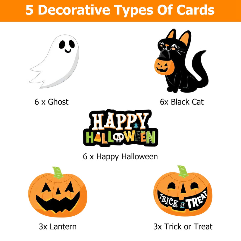 Halloween Decorative Straw Set – 25 Pieces with 24 Cards and Adhesives