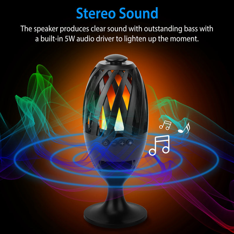 LED Flame Effect Speaker – 5W Stereo Sound, IPX5, Portable