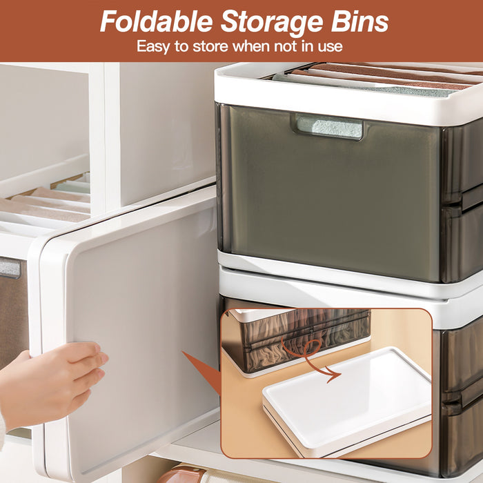 Set of 3 Foldable Storage Boxes – Stackable with Clear Lids and Dividers