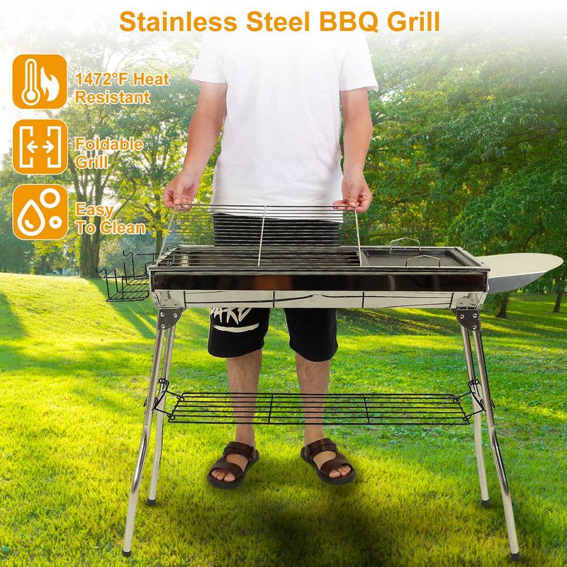 Compact Camping Grill – Foldable BBQ Grill for Picnics and Outdoor Cooking