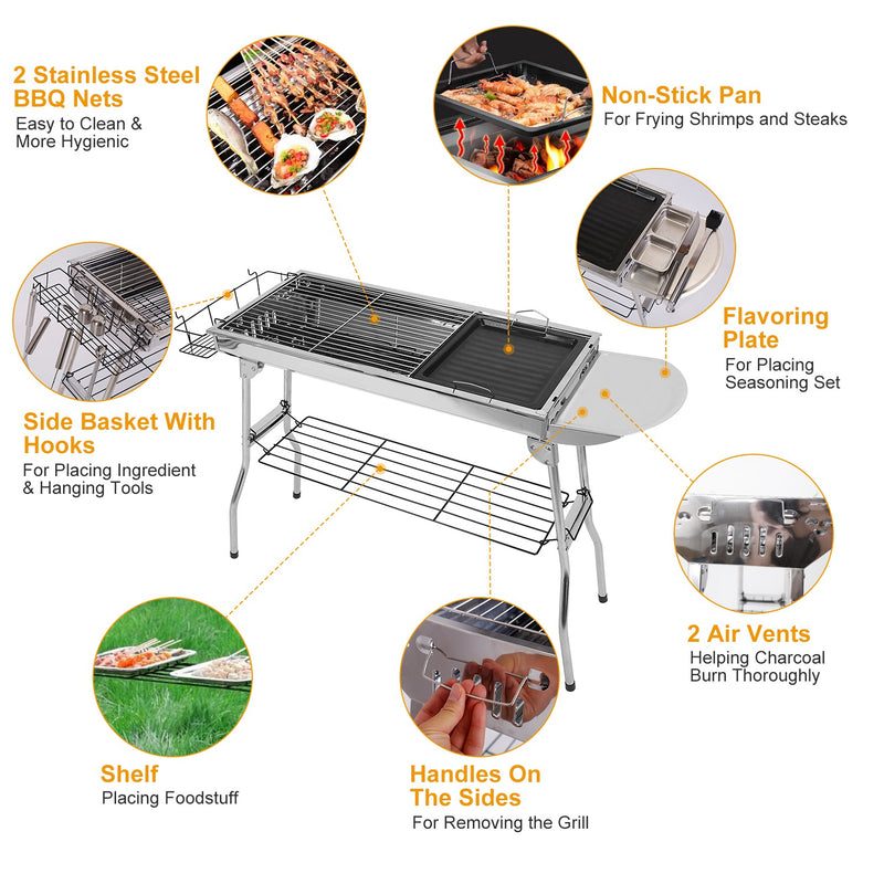 Compact Camping Grill – Foldable BBQ Grill for Picnics and Outdoor Cooking