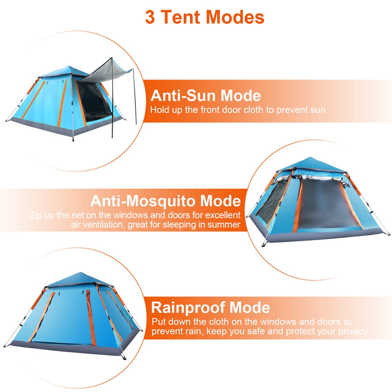 Waterproof Camping Tent - Spacious Tent with Carry Bag and Secure Ventilation